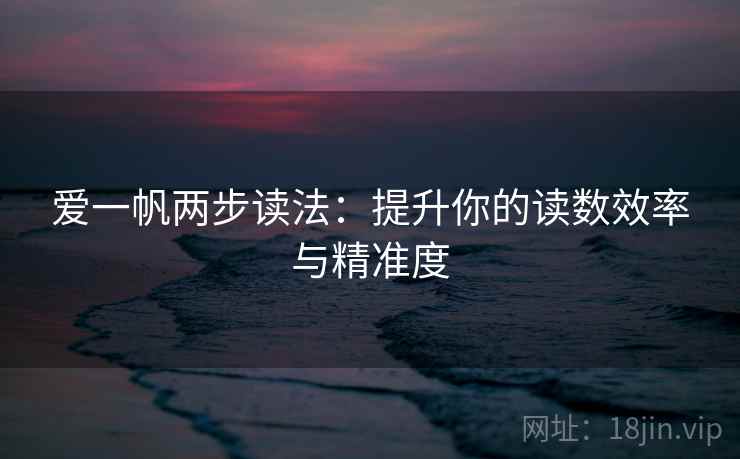 爱一帆两步读法：提升你的读数效率与精准度