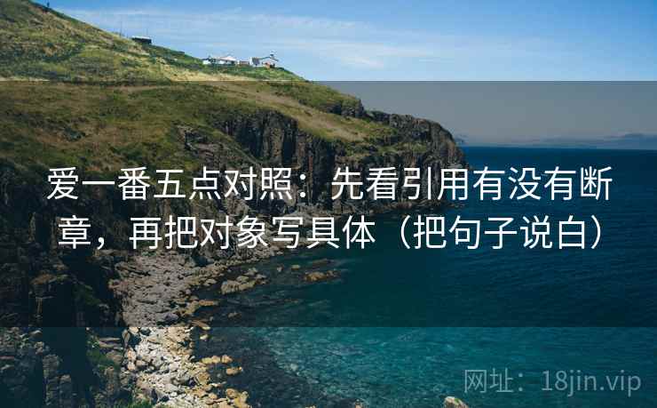 爱一番五点对照：先看引用有没有断章，再把对象写具体（把句子说白）
