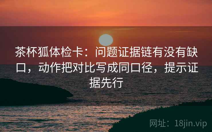 茶杯狐体检卡：问题证据链有没有缺口，动作把对比写成同口径，提示证据先行